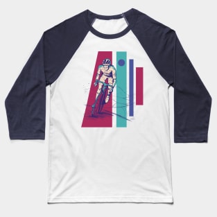 Retro Cyclist Illustration // Vintage Bicycle Rider Baseball T-Shirt